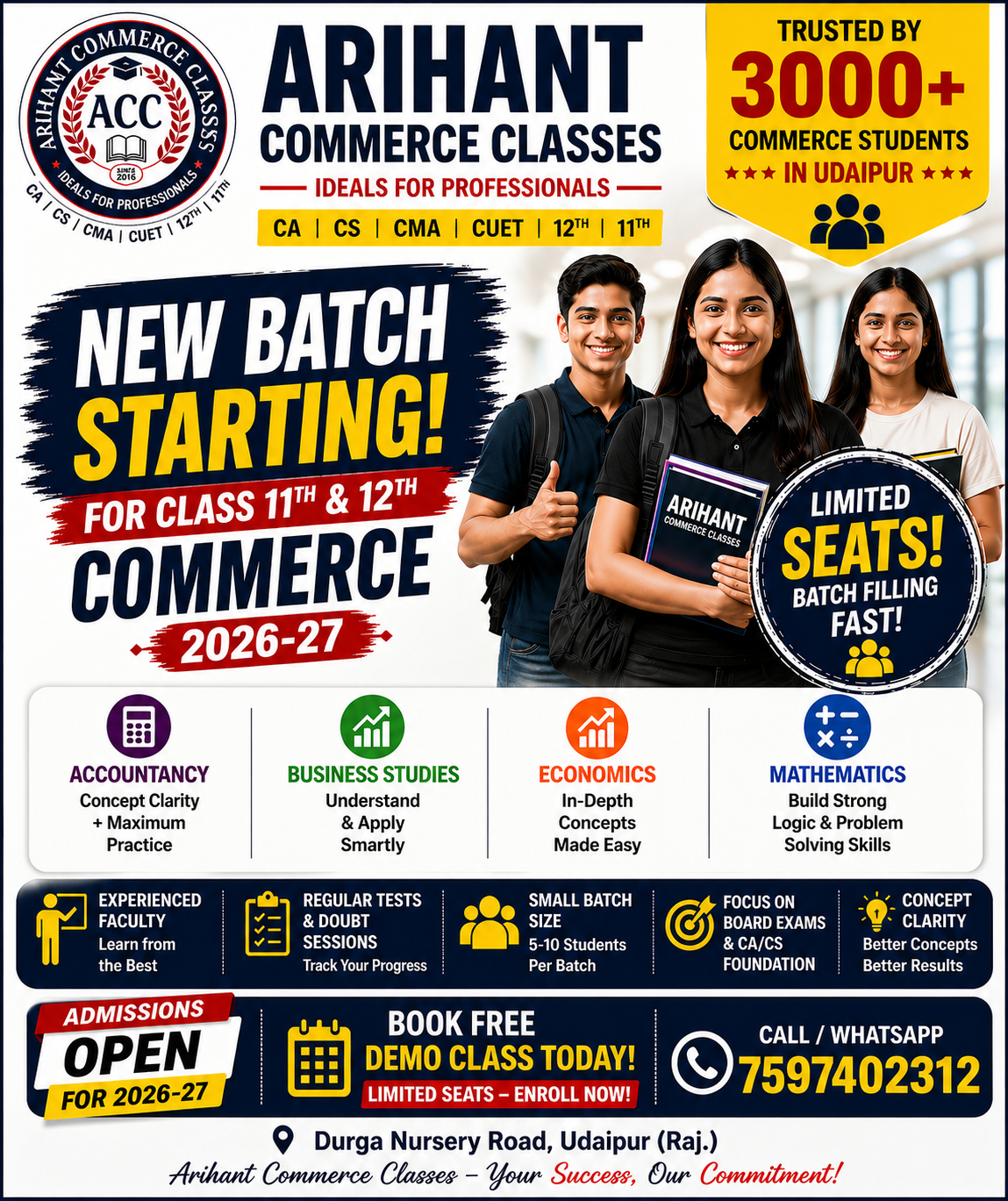 Arihant Commerce Classes students and classroom learning visual